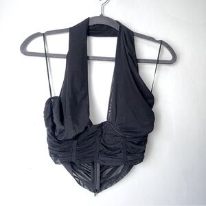 Hello Molly Black Mesh Underwire Halter Crop Top 8